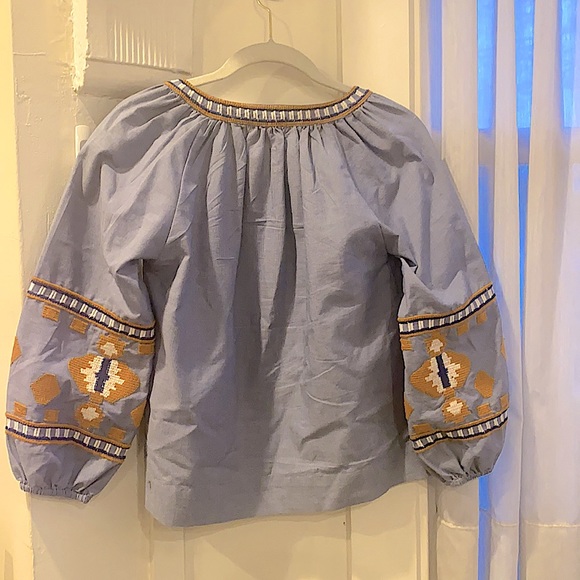 Rebellion Boho Embroidered 3/4 Sleeve Shirt Size M - Picture 6 of 10